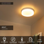BISKIT - Plafonnier Salle de bain - Ø 28 cm - LED - 1x18W 2700K - IP44 - Détecteur de mouvement - Blanc