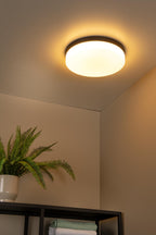 BISKIT - Plafonnière Badkamer - Ø 34,5 cm - LED - 1x24W 2700K - IP44 - Bewegingssensor - Zwart