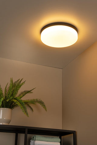 BISKIT - Plafonnière Badkamer - Ø 34,5 cm - LED - 1x24W 2700K - IP44 - Bewegingssensor - Zwart