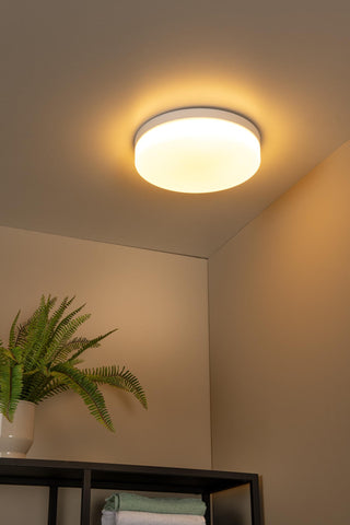 BISKIT - Plafonnière Badkamer - Ø 34,5 cm - LED - 1x24W 2700K - IP44 - Bewegingssensor - Wit