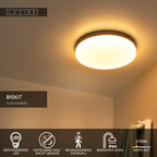 BISKIT - Plafonnière Badkamer - Ø 40 cm - LED - 1x36W 2700K - IP44 - Bewegingssensor - Zwart
