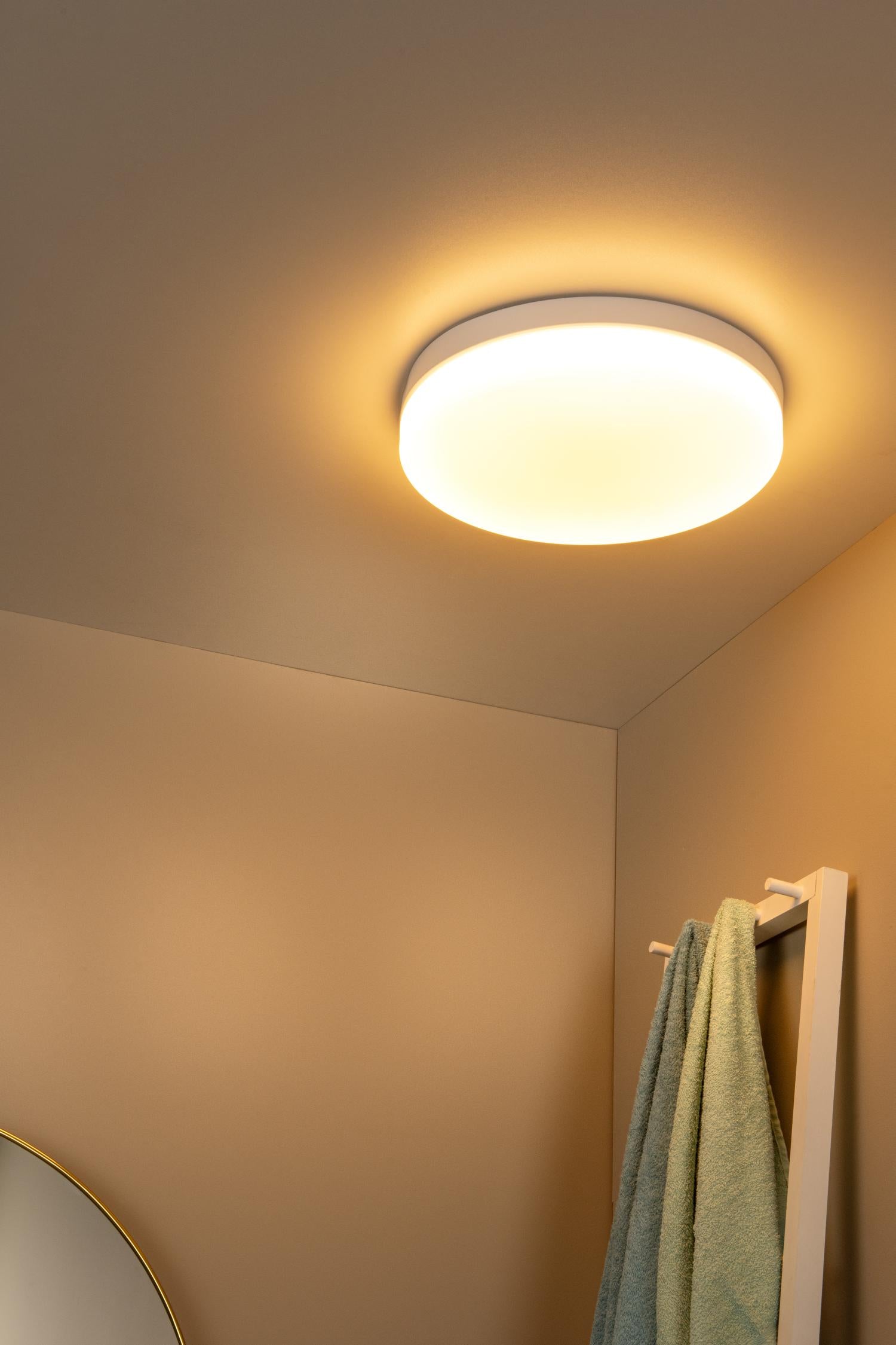 BISKIT - Plafonnière Badkamer - Ø 40 cm - LED - 1x36W 2700K - IP44 - Bewegingssensor - Wit
