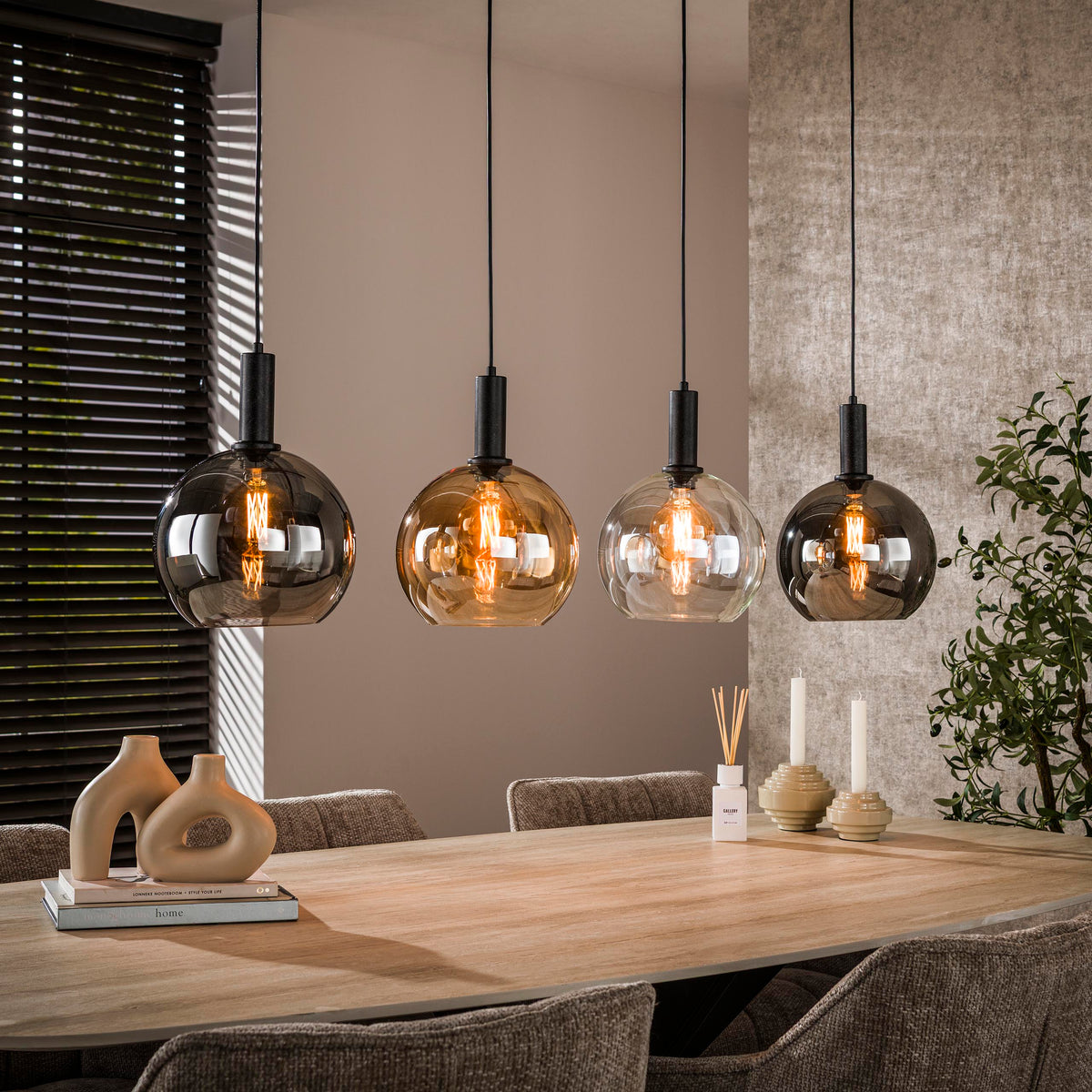 Pendant lamp Sfera Tricolore artic black - 4-light, 130 cm wide