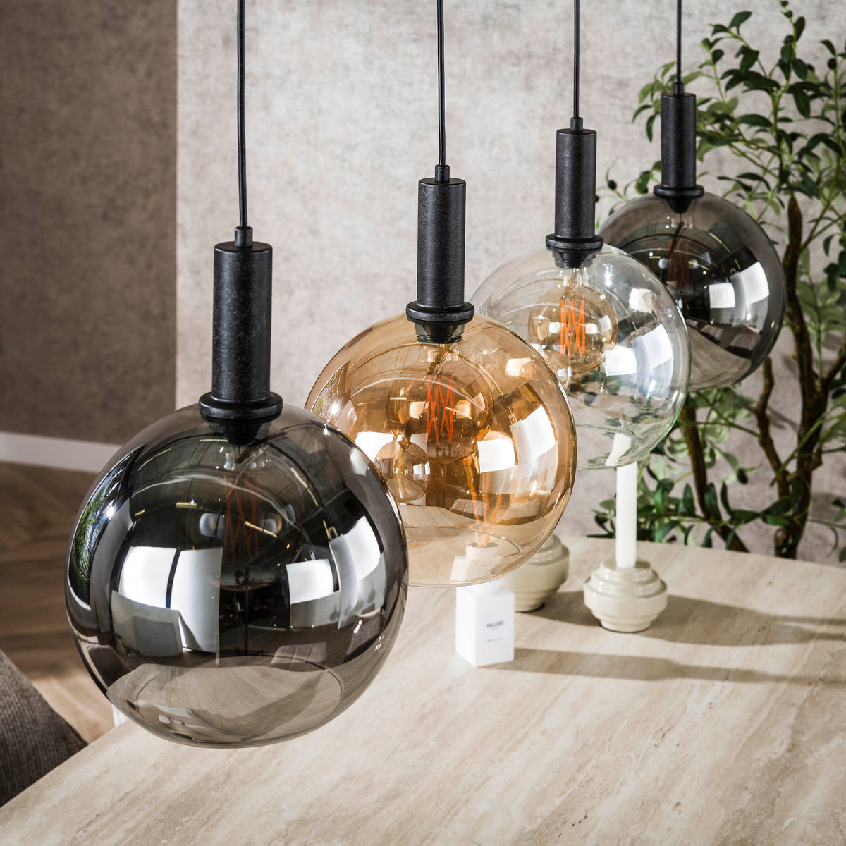 Pendant lamp Sfera Tricolore artic black - 4-light, 130 cm wide