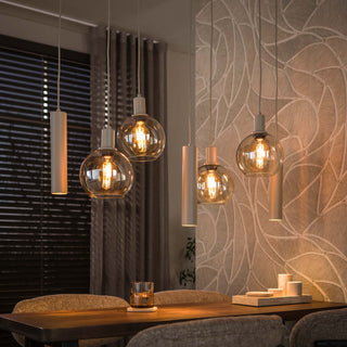 Suspension Sfera Tricolore beige - 4+3 lumières, largeur 100 cm
