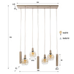 Suspension Sfera Tricolore beige - 4+3 lumières, largeur 100 cm