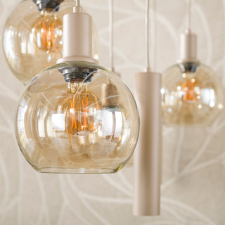 Suspension Sfera Tricolore beige - 4+3 lumières, largeur 100 cm