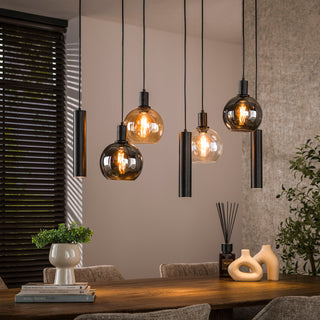 Suspension Sfera Tricolore noir artic - 4+3 lumières, largeur 100 cm