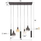 Suspension Sfera Tricolore noir artic - 4+3 lumières, largeur 100 cm