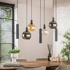 Suspension Sfera Tricolore noir artic - 4+3 lumières, largeur 100 cm