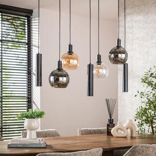 Suspension Sfera Tricolore noir artic - 4+3 lumières, largeur 100 cm