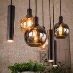 Suspension Sfera Tricolore noir artic - 4+3 lumières, largeur 100 cm