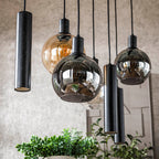 Suspension Sfera Tricolore noir artic - 4+3 lumières, largeur 100 cm