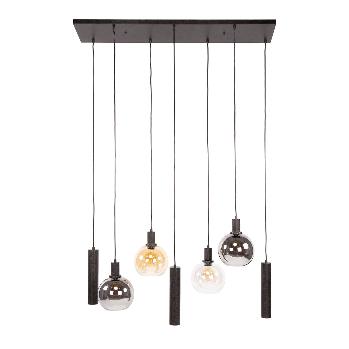 Suspension Sfera Tricolore noir artic - 4+3 lumières, largeur 100 cm
