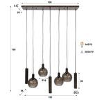 Suspension Sfera Tricolore brun sienna givré - 4+3 lumières, largeur 100 cm