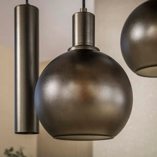 Suspension Sfera Tricolore brun sienna givré - 4+3 lumières, largeur 100 cm