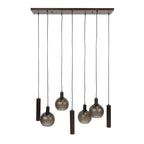 Suspension Sfera Tricolore brun sienna givré - 4+3 lumières, largeur 100 cm