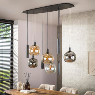 Suspension Sfera Tricolore noir artic - 5+4 lumières, largeur 130 cm