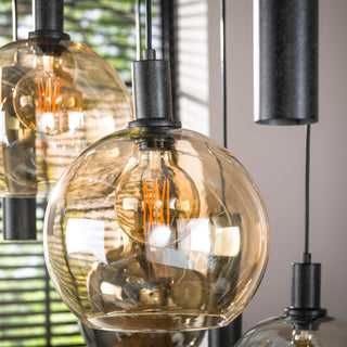 Suspension Sfera Tricolore noir artic - 5+4 lumières, largeur 130 cm