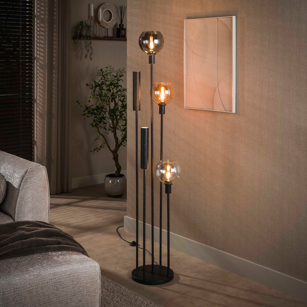 Floor lamp Sfera Tricolore artic black - 5-light, 175 cm high