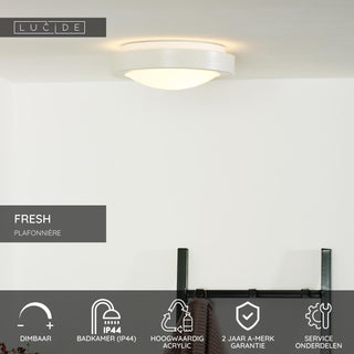 FRESH - Plafonnière Badkamer - Ø 27 cm - 1xE27 - IP44 - Wit