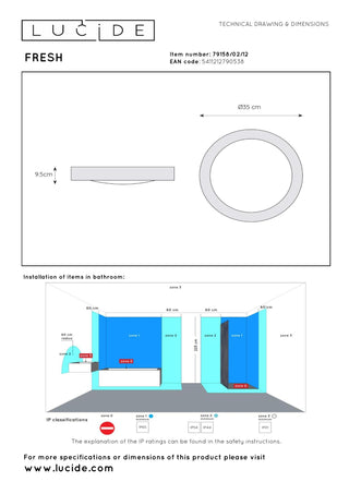 FRESH - Plafonnière Badkamer - Ø 35 cm - 2xE27 - IP44 - Mat chroom