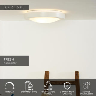 FRESH - Plafonnière Badkamer - Ø 35 cm - 2xE27 - IP44 - Wit