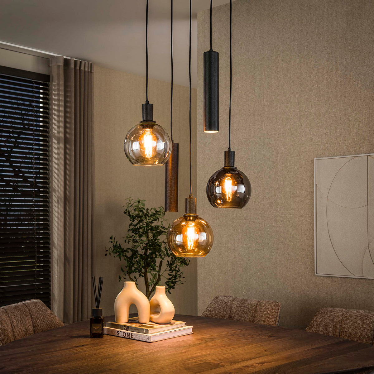 Hanglamp Sfera Tricolore getrapt artic zwart - 5-lichts, diameter 50 cm
