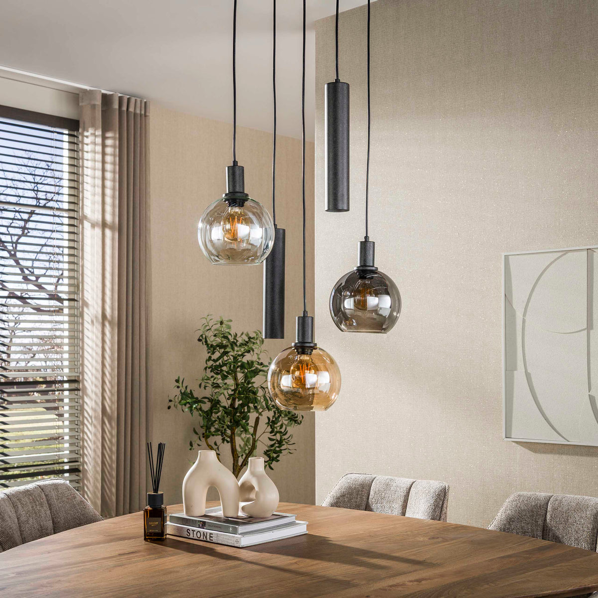 Hanglamp Sfera Tricolore getrapt artic zwart - 5-lichts, diameter 50 cm