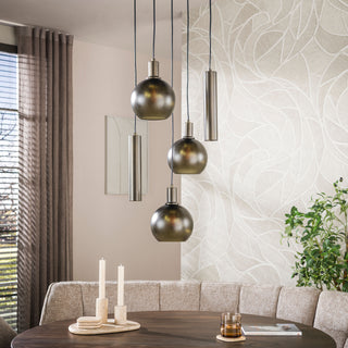 Pendant lamp Sfera Tricolore tiered sienna brown frosted - 5-light, diameter 50 cm