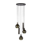 Pendant lamp Sfera Tricolore tiered sienna brown frosted - 5-light, diameter 50 cm