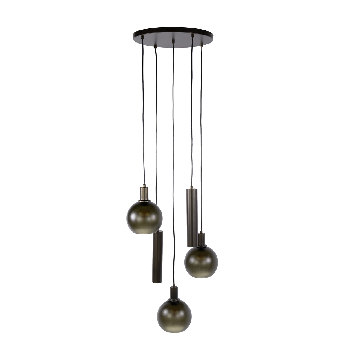 Pendant lamp Sfera Tricolore tiered sienna brown frosted - 5-light, diameter 50 cm