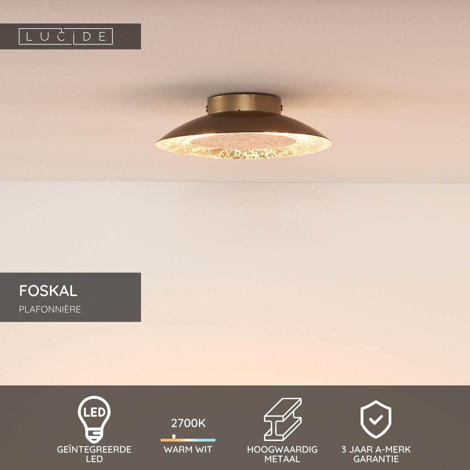 FOSKAL - Plafonnier - Ø 21,5 cm - LED - 1x6W 2700K - Laiton