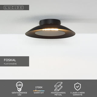 FOSKAL - Plafonnier - Ø 21,5 cm - LED - 1x6W 2700K - Noir