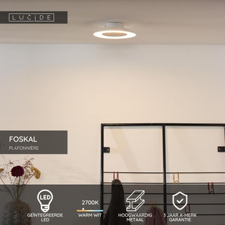 FOSKAL - Plafonnière - Ø 21,5 cm - LED - 1x6W 2700K - Wit
