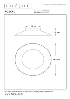 FOSKAL - Plafonnière - Ø 34,5 cm - LED - 1x12W 2700K - Wit