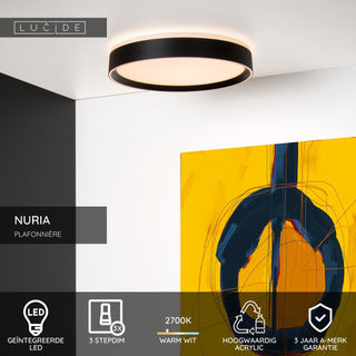 NURIA - Plafonnière - Ø 30 cm - LED 3 StepDim - 1x18W 2700K - Zwart