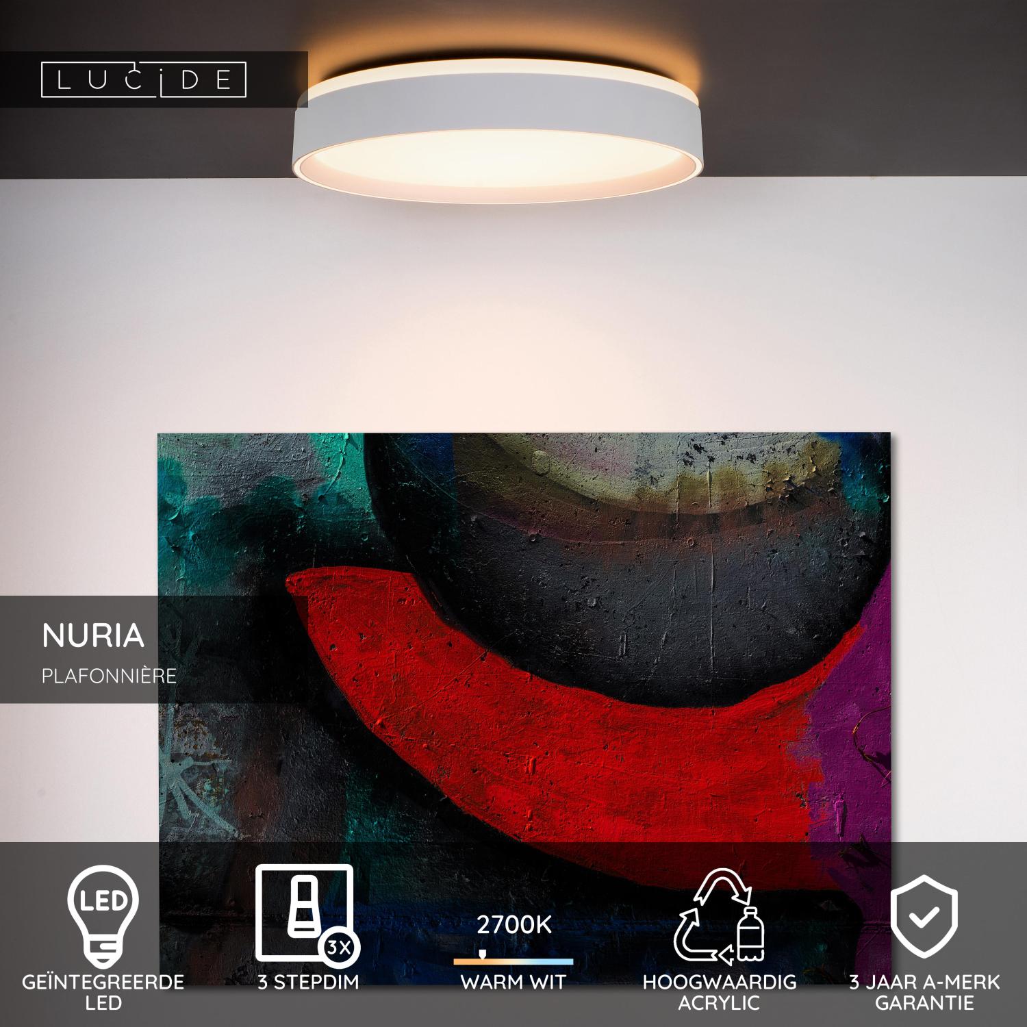 NURIA - Plafonnier - Ø 30 cm - LED 3 StepDim - 1x18W 2700K - Blanc