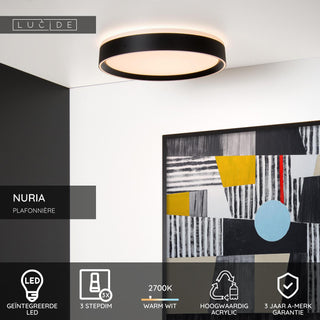NURIA - Plafonnière - Ø 40 cm - LED 3 StepDim - 1x24W 2700K - Zwart