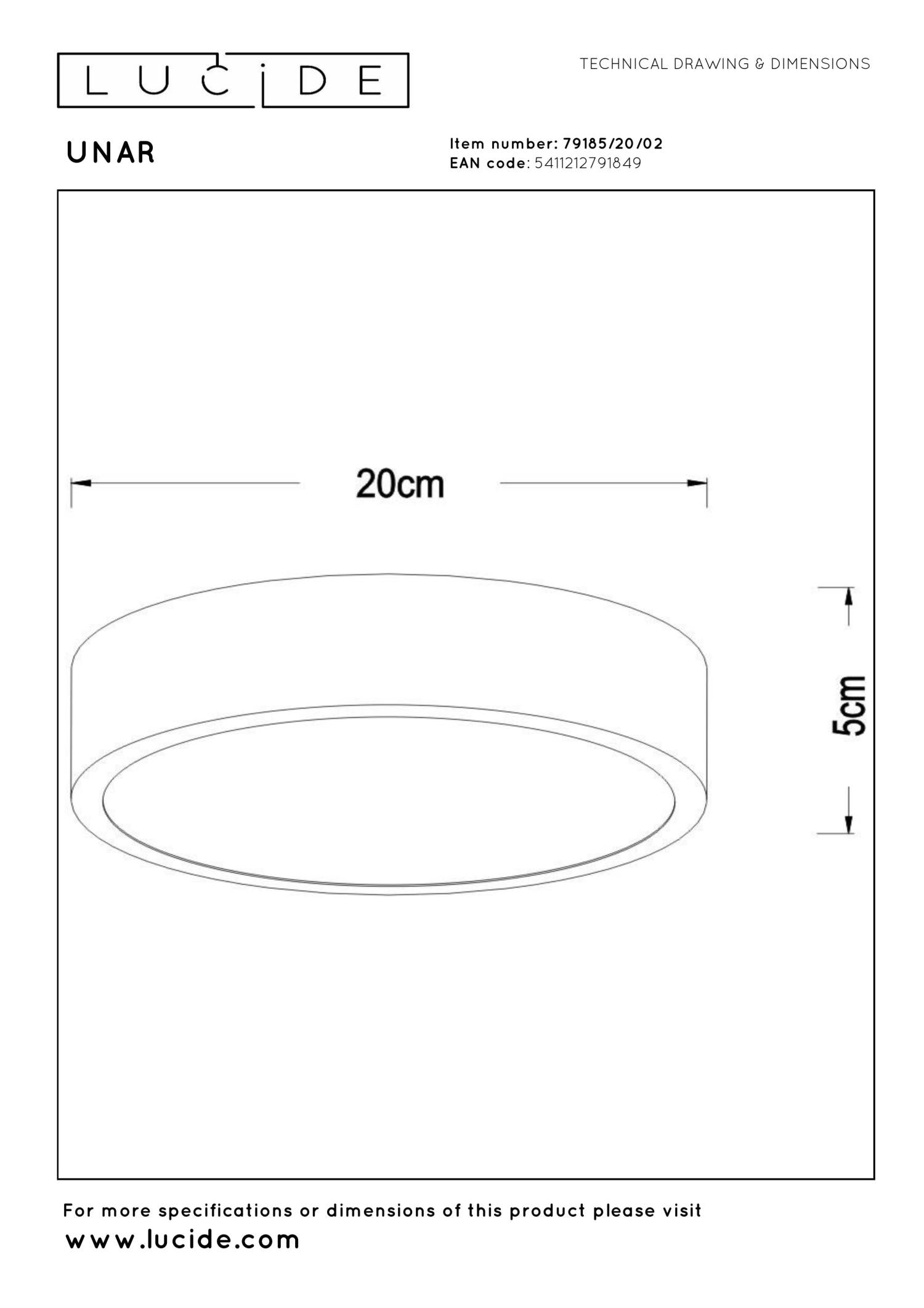 UNAR - Plafonnier - Ø 20 cm - LED 3 StepDim - 1x12W 2700K - Or mat / Laiton