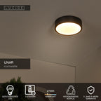 UNAR - Plafonnière - Ø 20 cm - LED 3 StepDim - 1x12W 2700K - Zwart
