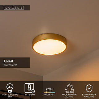 UNAR - Plafonnière - Ø 30 cm - LED 3 StepDim - 1x18W 2700K - Mat Goud / Messing