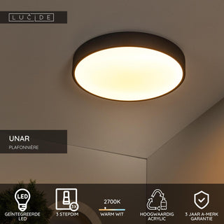 UNAR - Plafonnière - Ø 39,5 cm - LED 3 StepDim - 1x24W 2700K - Zwart
