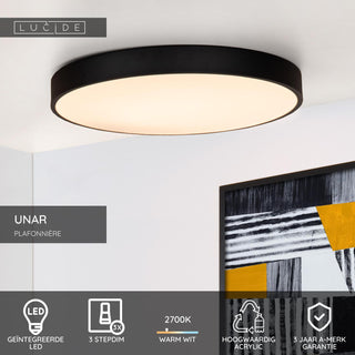 UNAR - Plafonnière - Ø 49,5 cm - LED 3 StepDim - 1x36W 2700K - Zwart