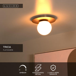 TRICIA - Plafonnière - Ø 25 cm - 1xE27 - Mat Goud / Messing
