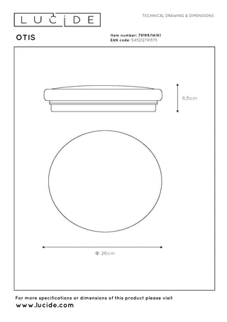 OTIS - Plafonnier - Ø 26 cm - LED - 1x14W 3000K - Opale
