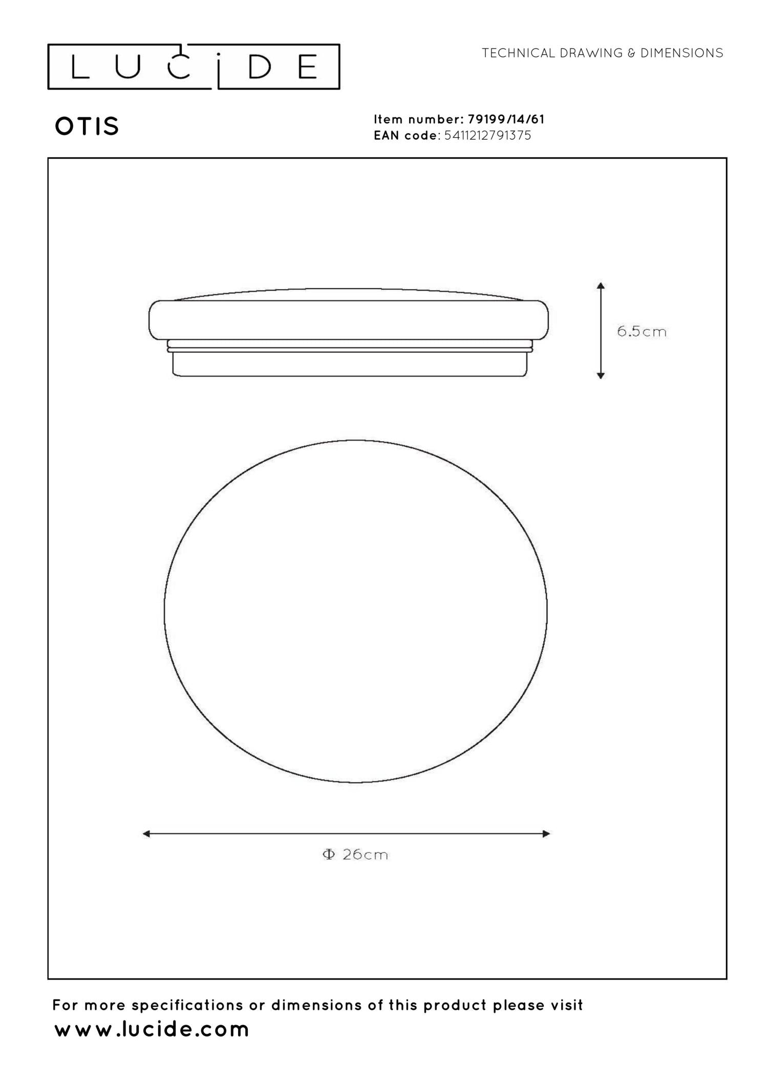 OTIS - Plafonnier - Ø 26 cm - LED - 1x14W 3000K - Opale
