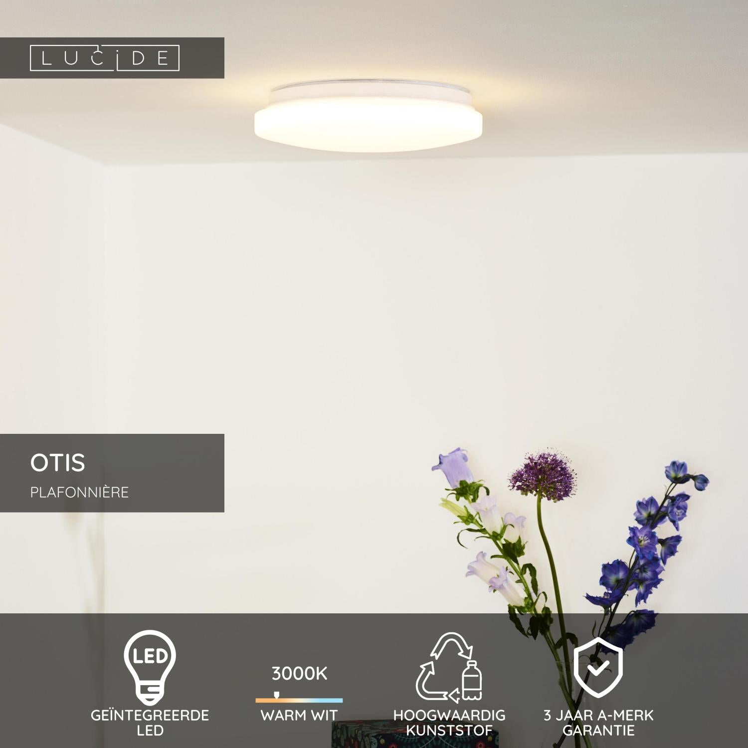 OTIS - Plafonnier - Ø 26 cm - LED - 1x14W 3000K - Opale