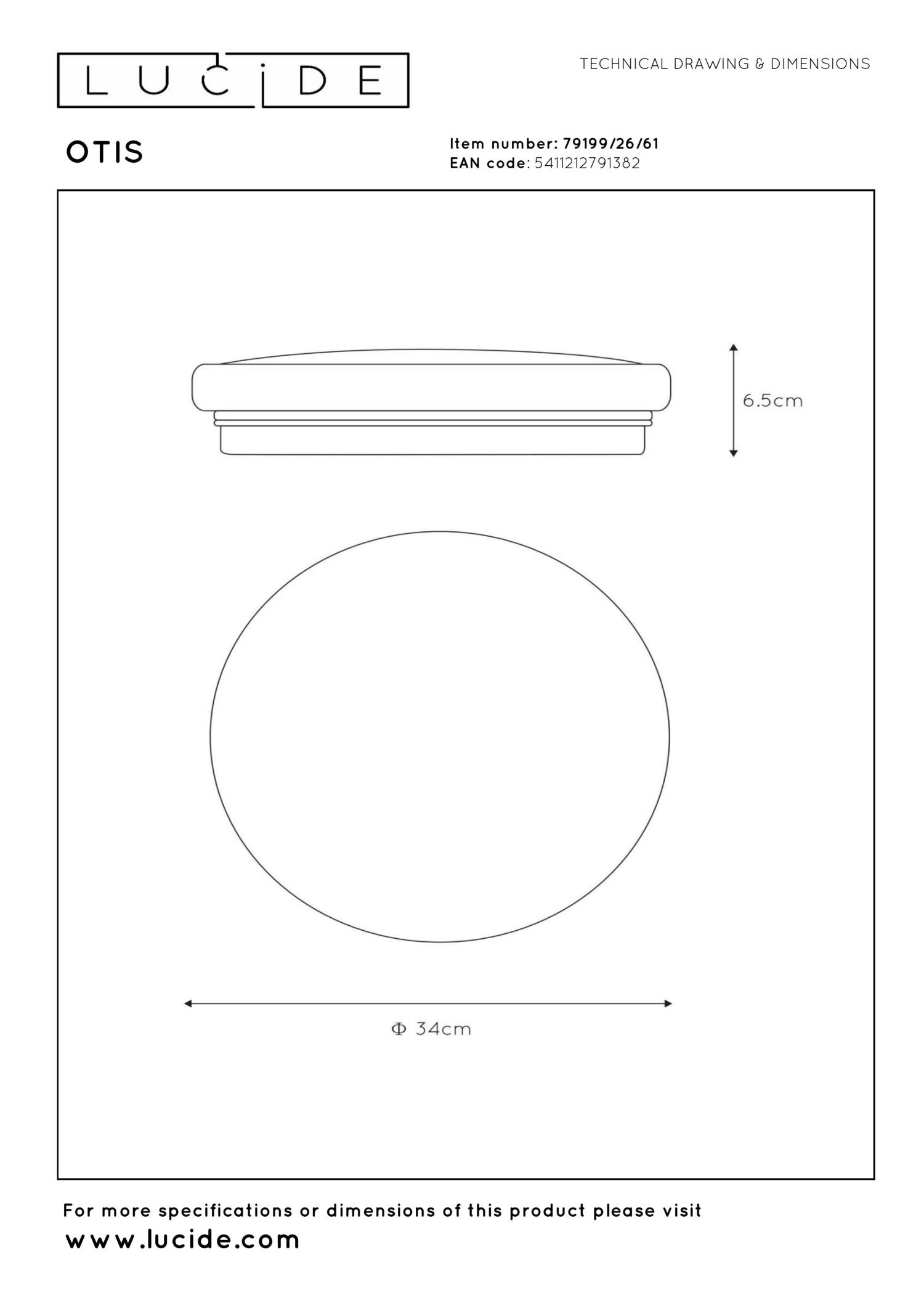 OTIS - Plafonnière - Ø 34 cm - LED - 1x24W 3000K - Opaal
