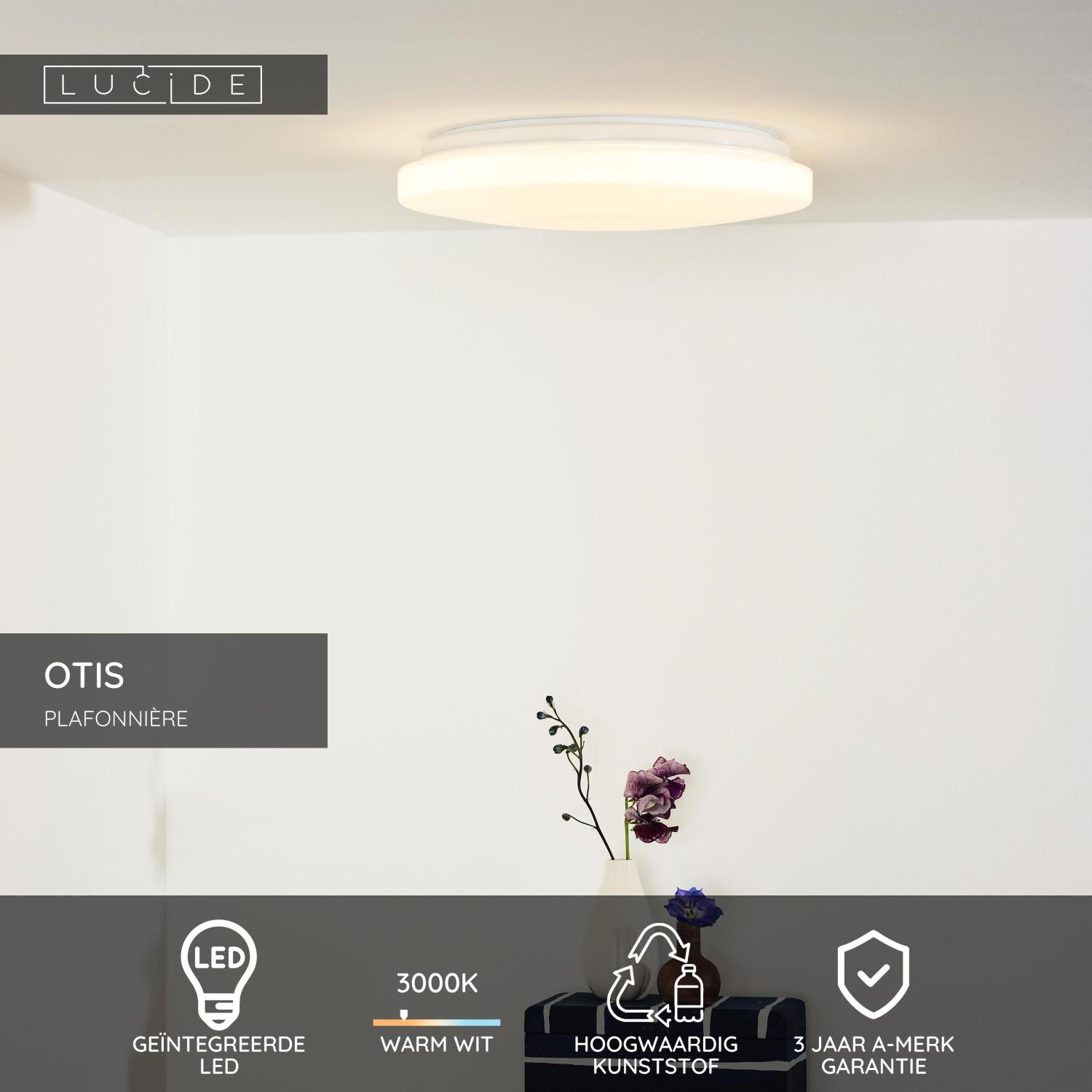 OTIS - Plafonnière - Ø 34 cm - LED - 1x24W 3000K - Opaal